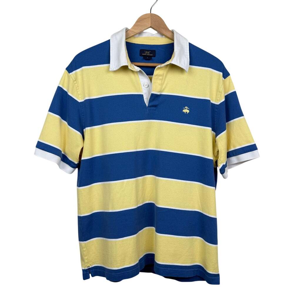 Brooks Brothers 346 Cotton Rugby Polo Shirt Mens L Preppy Stripe Modern Vintage